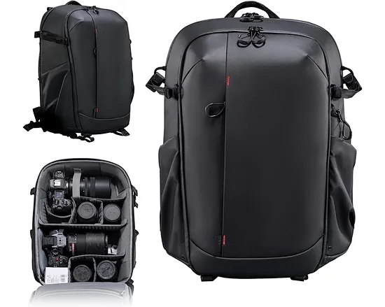 This professional camera bag at least holds 2 cameras and 4 lenses. The personalized dividers offer adaptable organization for your necessities and camera equipment, ensuring it's the ideal bag for any situation.